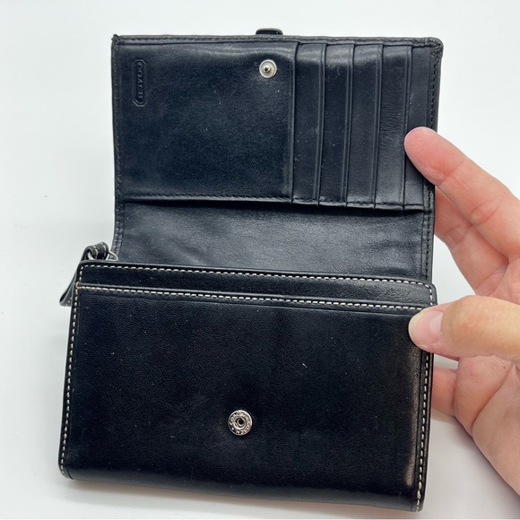Coach Vintage Buckle Soho Trifold Leather Wallet Black - Picture 7 of 13